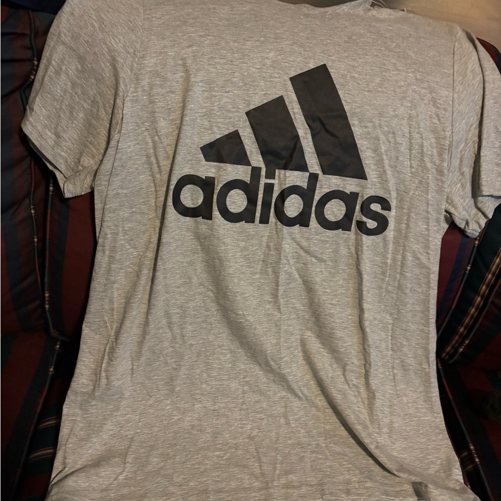 Adidas Gray and Black Short Sleeve Tee